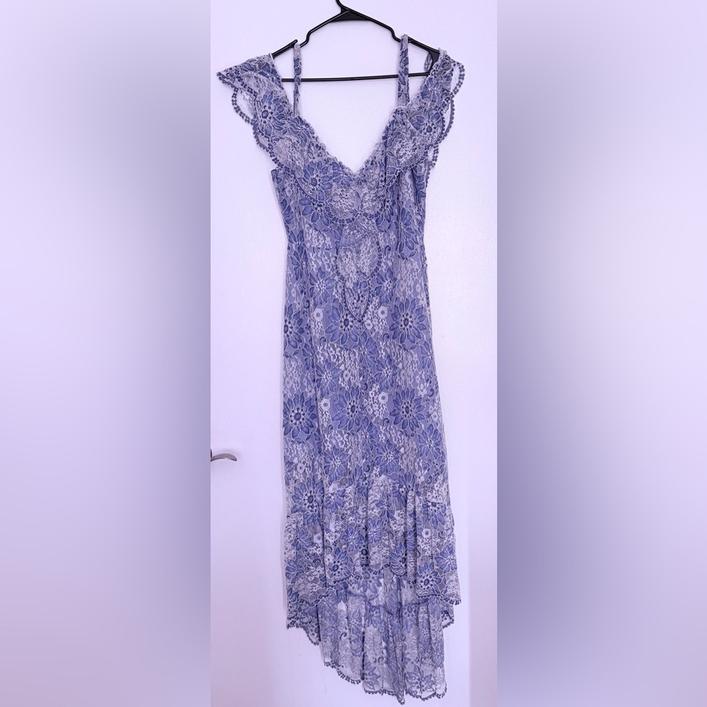 Elegant Blue Lace Dress